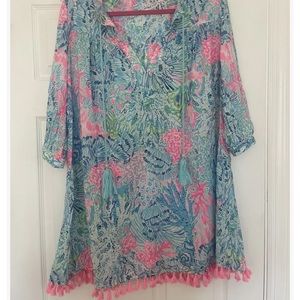 Lilly Pulitzer SAMPLE!!! Sink or swim coverup Size Small tassels tropical 🌴🌴🌴